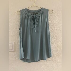Women’s Sleeveless Top, Loft Outlet, Blue, Front Tie, Size S